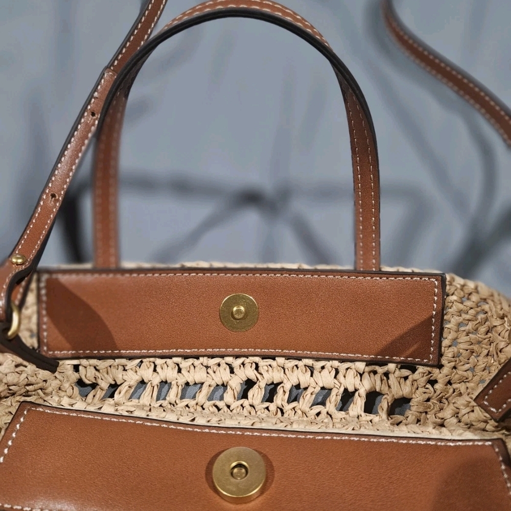 Mango Raffia-effect shoulder bag Beige - Picture 8 of 9
